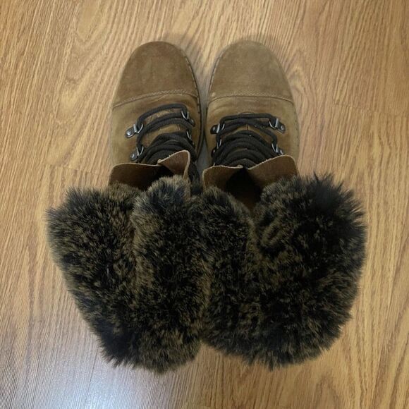 Sam Edelman Bowen Brown Leather Fur Lined Lace Up Boots Size 7.5 - Picture 8 of 9